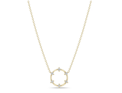 Dash Diamond Circle Necklace by Zoë Chicco, 14kt gold, cable chain adjustable from 14-15-16", white diamonds .09 ctw