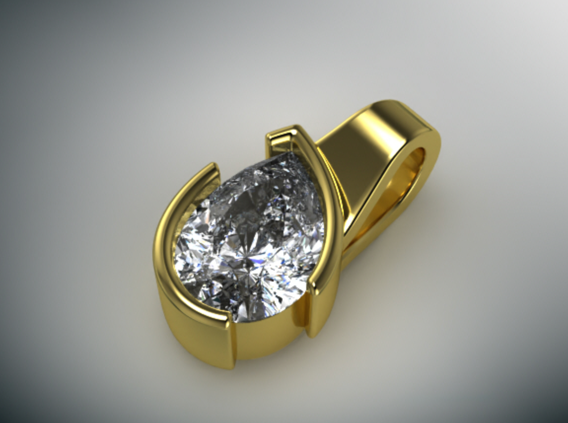 14kt Custom Pear Drop Pendant