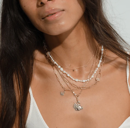 PEARL EYE LOVE YOU CLASP NECKLACE