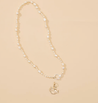 PEARL EYE LOVE YOU CLASP NECKLACE
