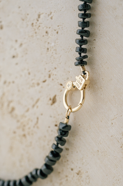 EYE LOVE YOU ONYX CHARM NECKLACE