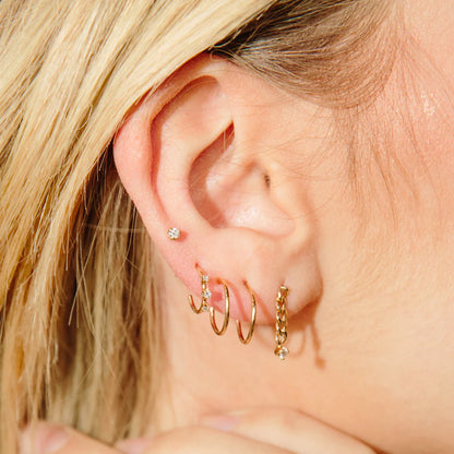 3 DIAMOND SMALL HOOPS