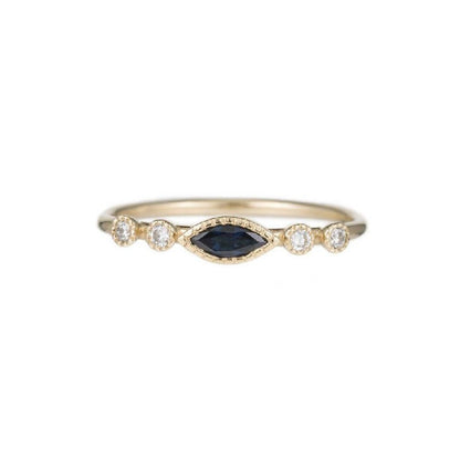 Jennie Kwon Marquise Sapphire Dew Ring in 14kt yellow gold