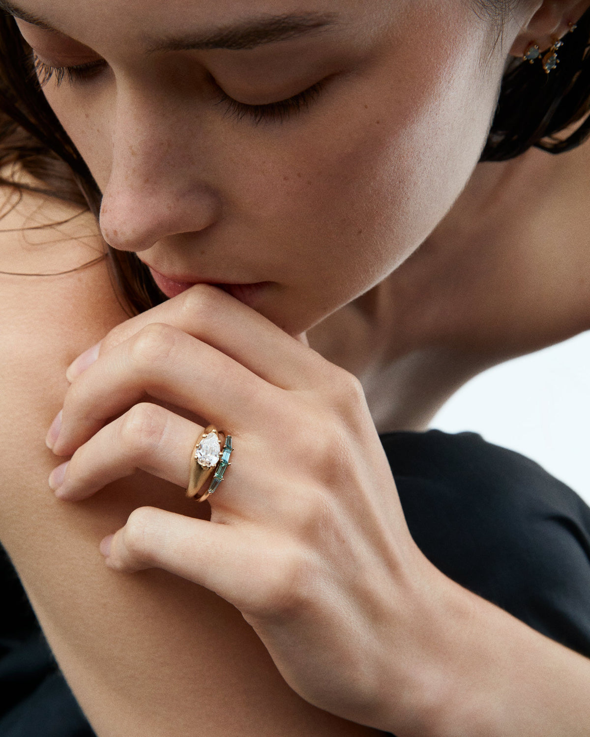 Baguette Pool Ring worn on the hand