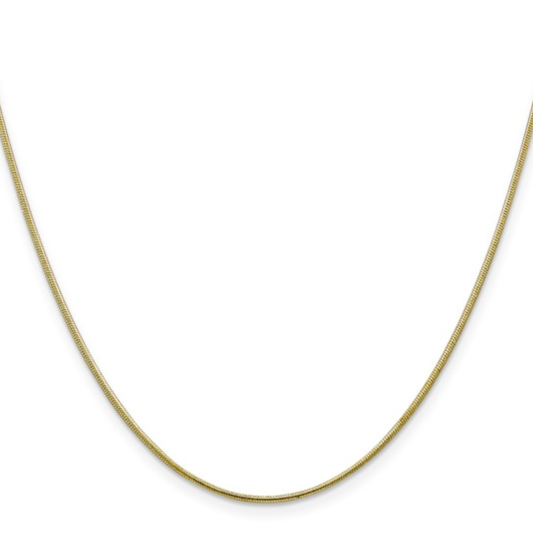 10kt yellow gold 1.1mm rounded snake chain necklace
