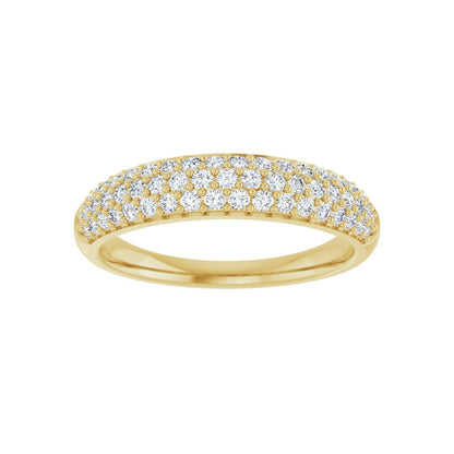 Diamond Dome pave diamond band in 14kt yellow gold, front view