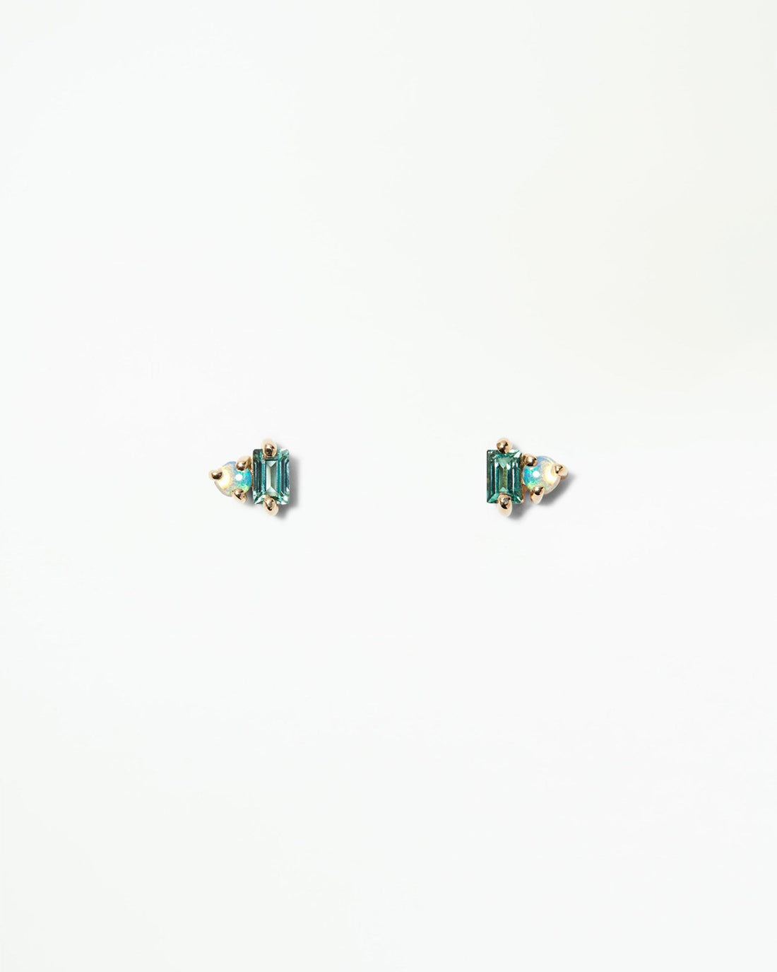 WWAKE Tourmaline &amp; Opal Column Studs in 14kt yellow gold, product view