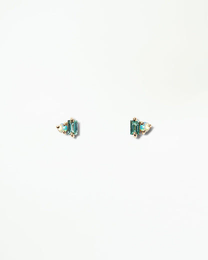 WWAKE Tourmaline &amp; Opal Column Studs in 14kt yellow gold, product view