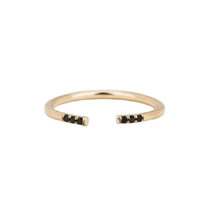 Jennie Kwon Black Equilibrium Cuff Ring in 14kt yellow gold with black diamonds