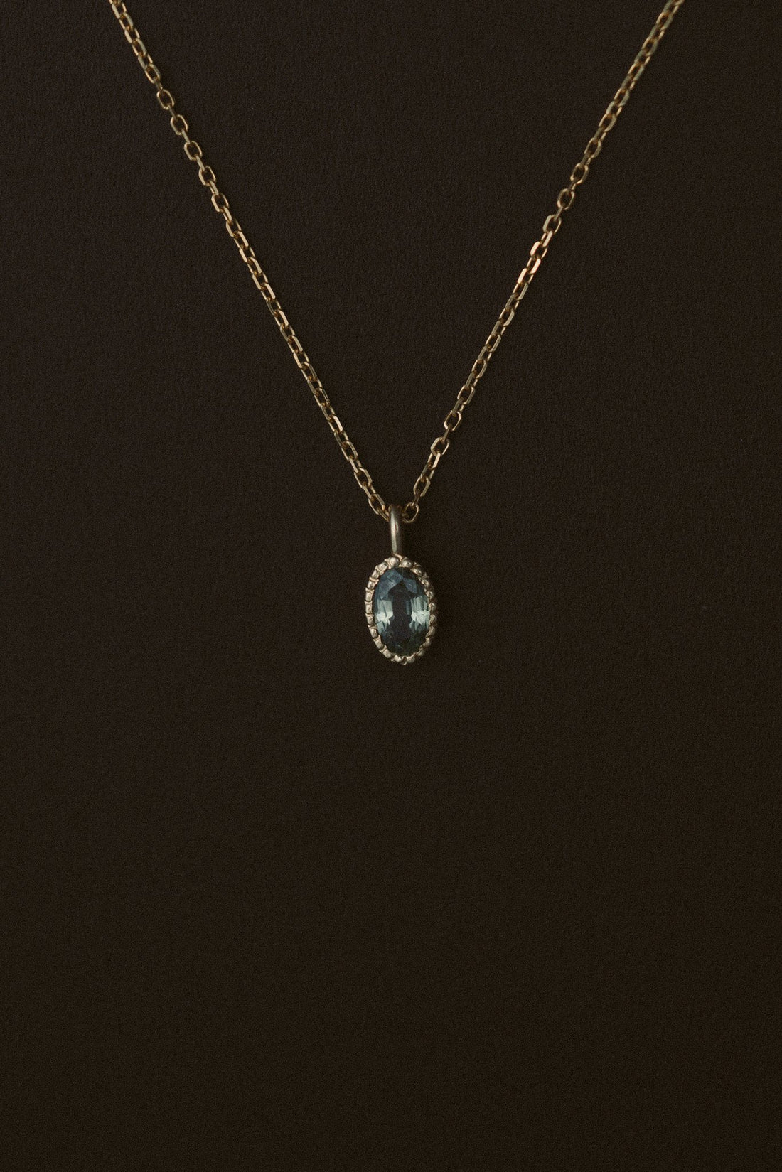 Jennie Kwon Oval Green Sapphire Wisp Necklace in 14kt yellow gold