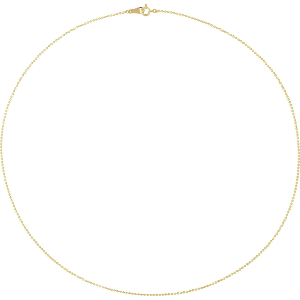 10kt yellow gold dainty diamond cut ball chain necklace, full view