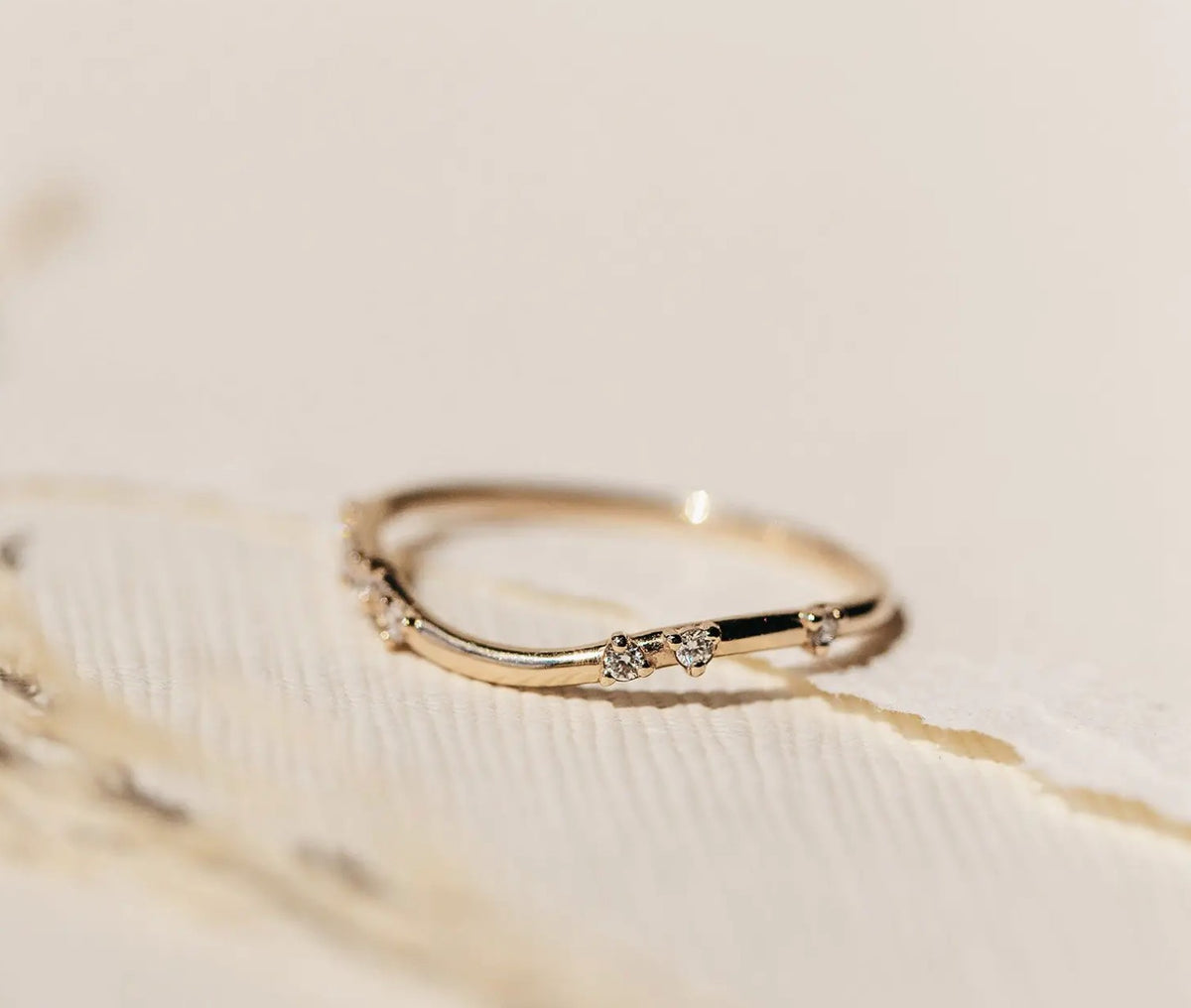 Alate Ring, nesting band with scattered diamonds in 14kt yellow gold, product view 2