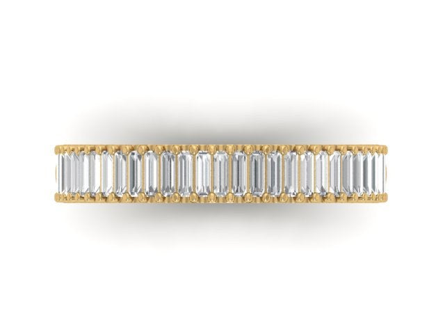 Baguette Incantations Wedding Band, top view of vertically set baguette diamonds