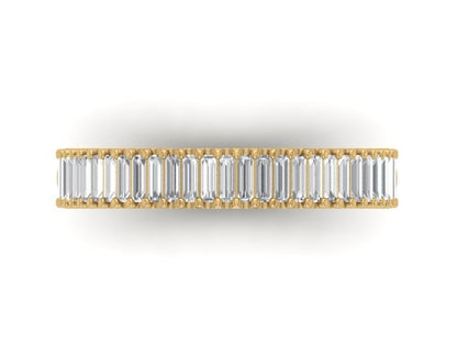 Baguette Incantations Wedding Band, top view of vertically set baguette diamonds