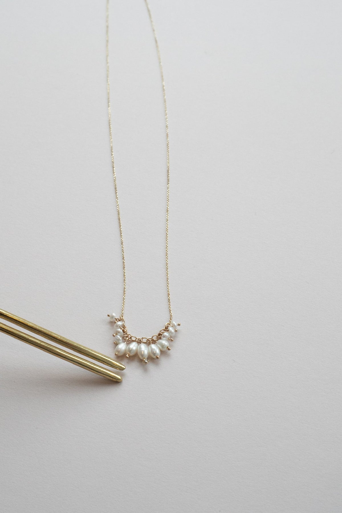 Shadow Diamond &amp; Pearl Necklace by WWAKE, additional view 2