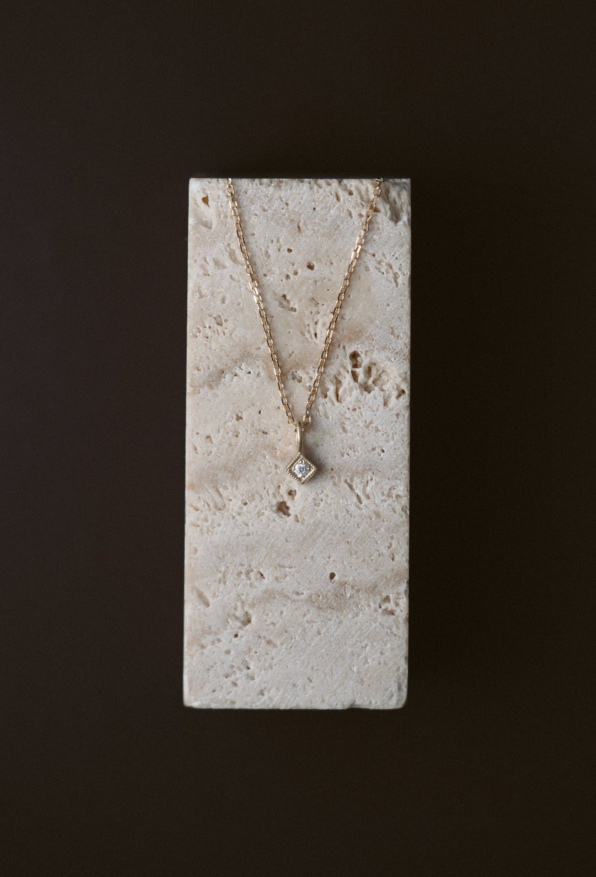 Jennie Kwon Diamond Mini Square Necklace in 14kt yellow gold