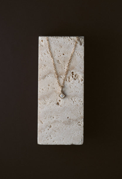 Jennie Kwon Diamond Mini Square Necklace in 14kt yellow gold