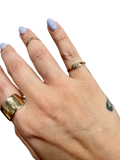 White &amp; Black Diamond Float Ring by Jennie Kwon worn on the hand