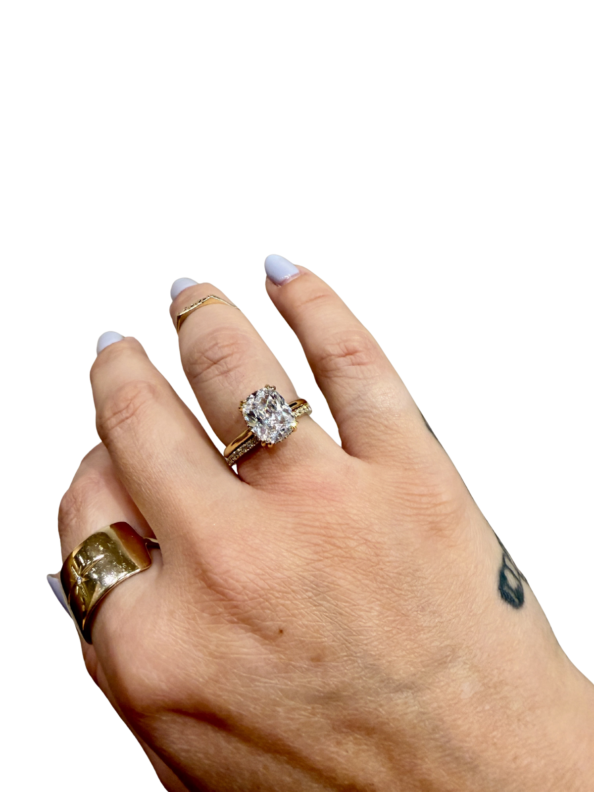 Classic Diamond Wedding Band by Lane &amp; Kate in 14kt yellow gold worn on the hand