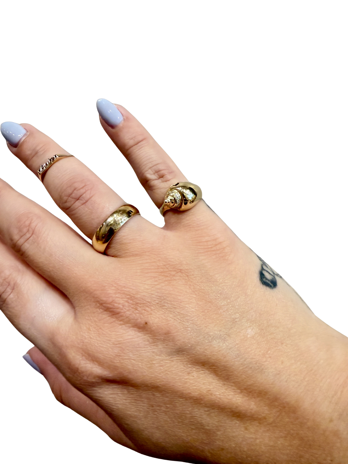 Classic Half Round Wedding Band by Lane &amp; Kate in 14kt yellow gold worn on the hand