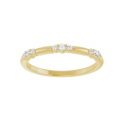 Three Graces Band with three diamond clusters in 14kt yellow gold, front view
