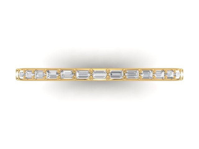 BB Baguette Potions Wedding Band, top view of fifteen baguette diamonds