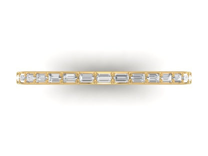 BB Baguette Potions Wedding Band, top view of fifteen baguette diamonds