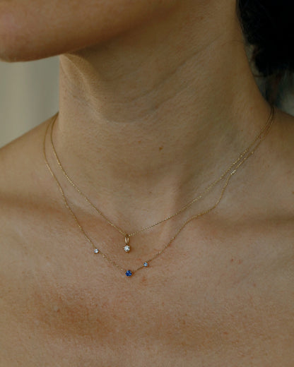 Sapphire Three Step Necklace worn