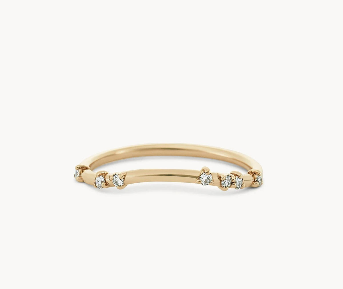 Alate Ring, nesting band with scattered diamonds in 14kt yellow gold, product view 1