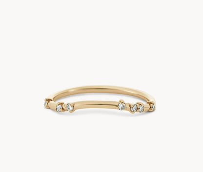 Alate Ring, nesting band with scattered diamonds in 14kt yellow gold, product view 1