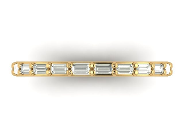 Baguette Potions Wedding Band, top view of fifteen baguette diamonds