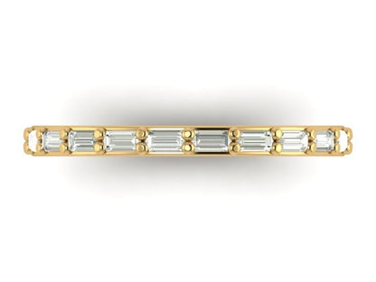 Baguette Potions Wedding Band, top view of fifteen baguette diamonds