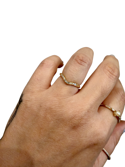 Diamond Staccato Wave Band by Jennie Kwon, baguette and round diamonds worn on the hand
