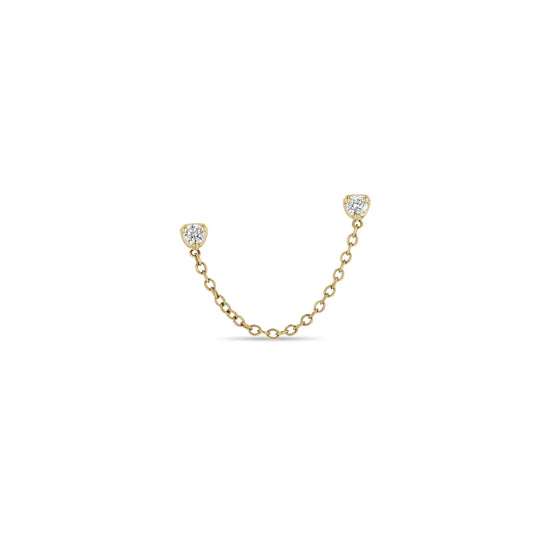 DIAMOND DOUBLE STUD CHAIN EARRING