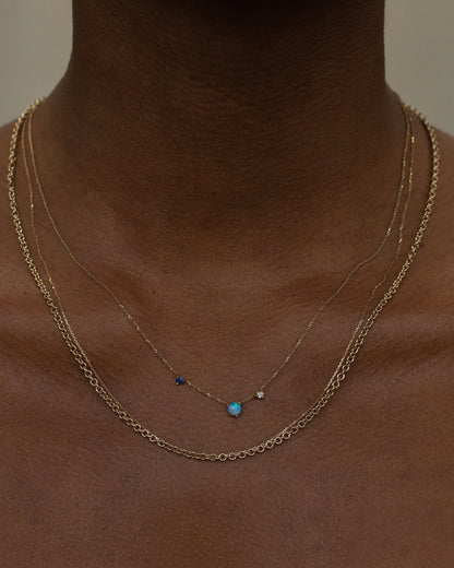 Opal &amp; Diamond Three Step Necklace worn layered