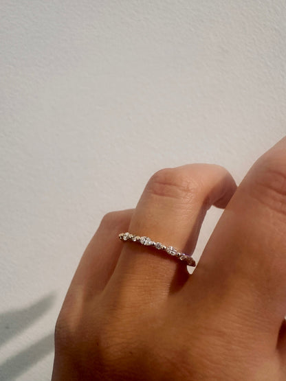 Marquise Diamond Showers wedding band in 14kt yellow gold with marquise and round diamonds worn on the hand