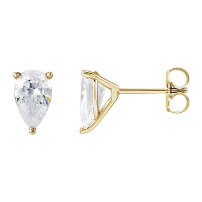 Pear Promise Studs, lab grown pear diamond earrings in 14kt yellow gold
