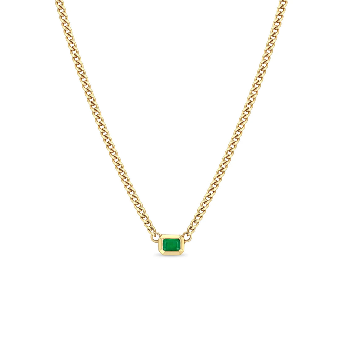 EMERALD BEZEL SET CURB CHAIN