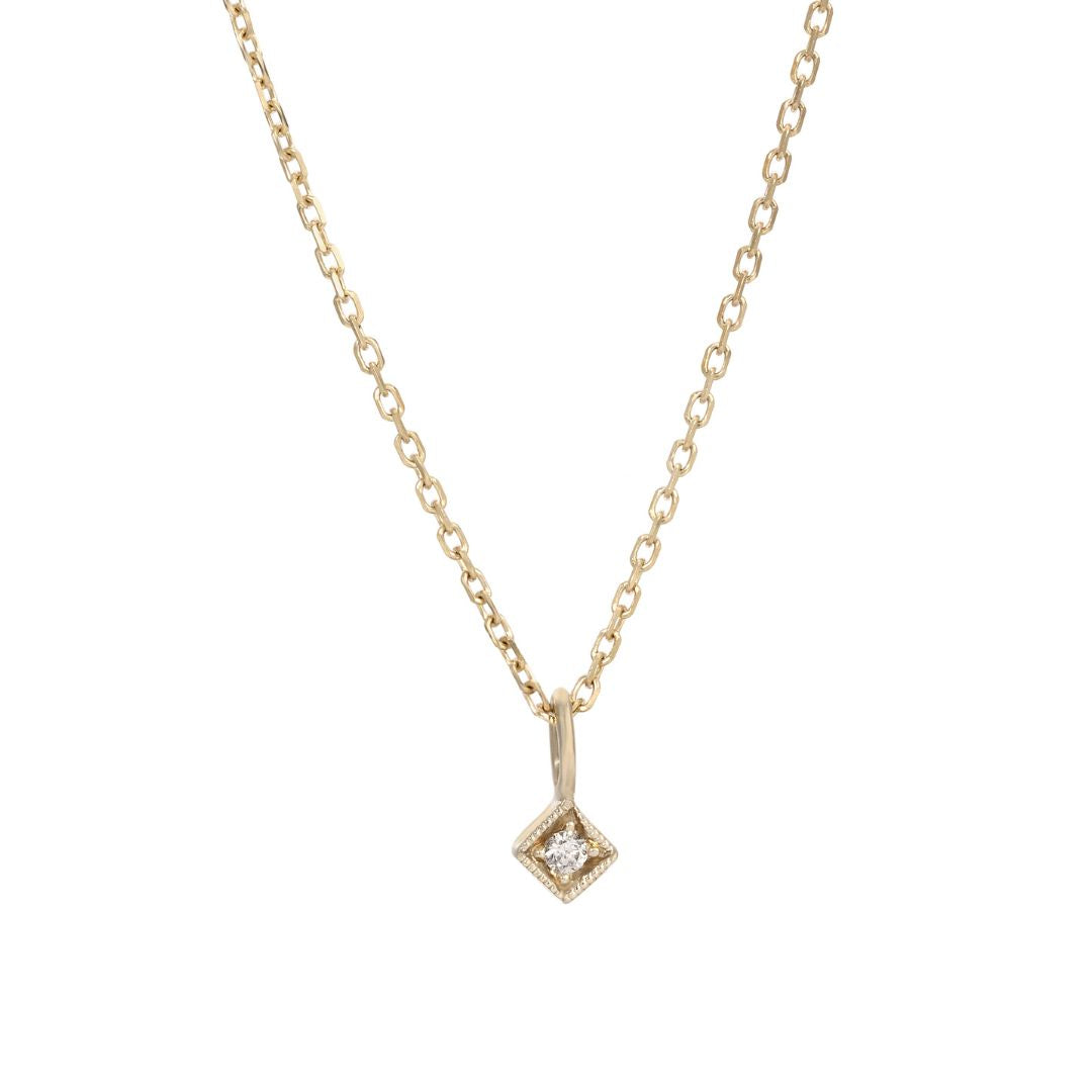 Jennie Kwon Diamond Mini Square Necklace in 14kt yellow gold