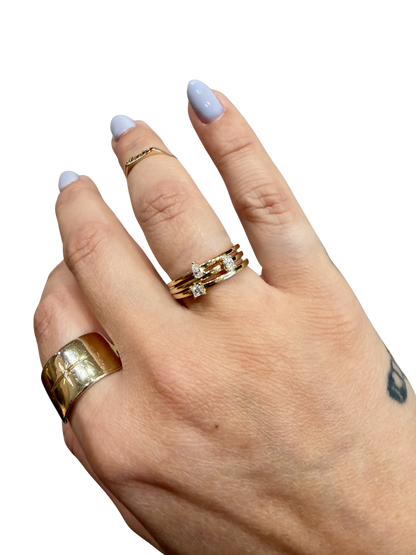 Fancy Diamond Stacking Ring by Stone &amp; Strand worn stacked on the hand