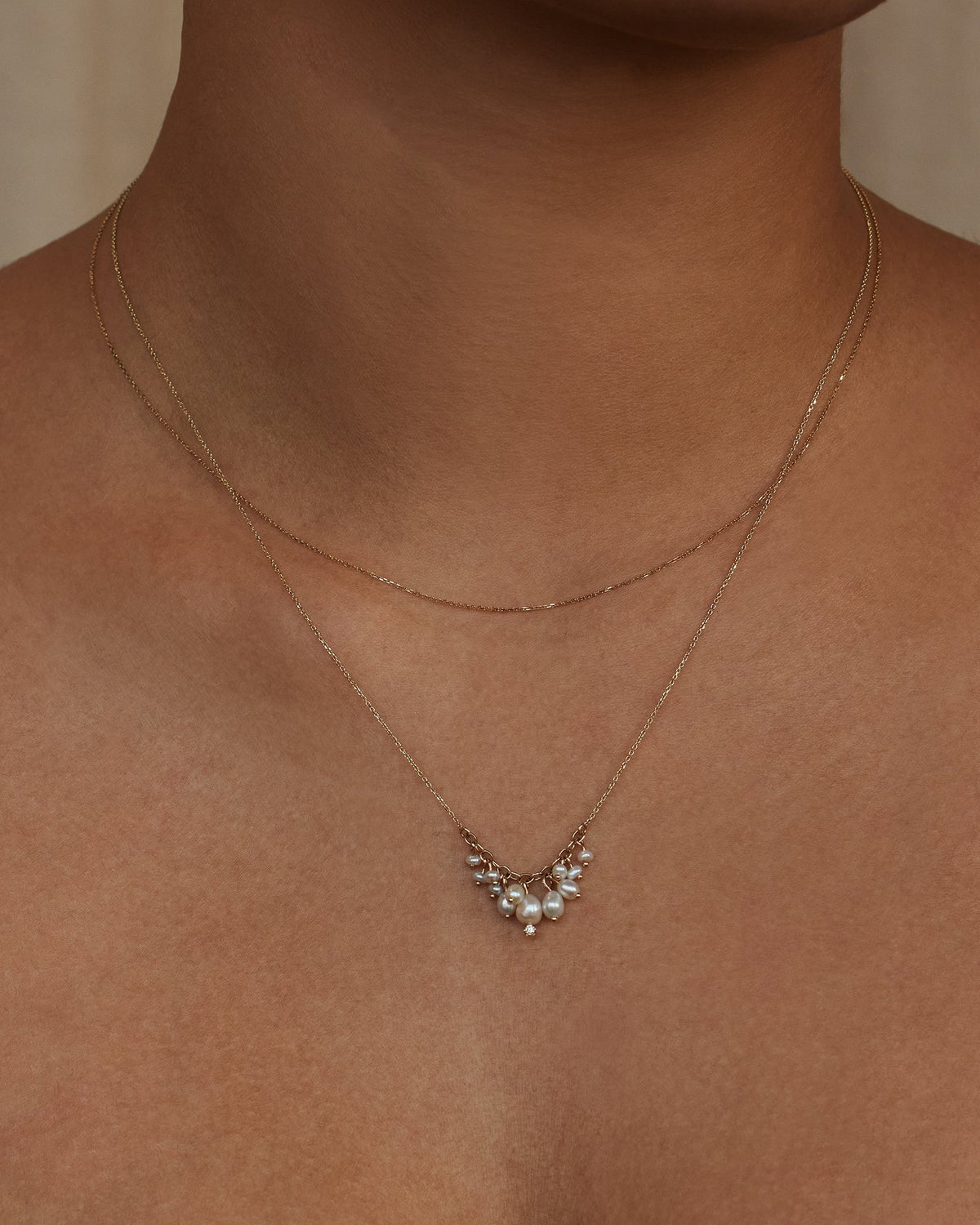 Shadow Diamond &amp; Pearl Necklace worn