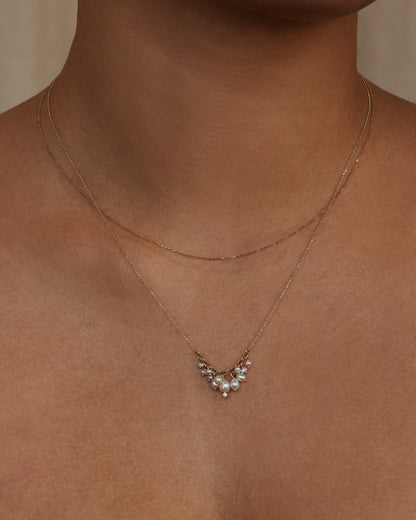 Shadow Diamond &amp; Pearl Necklace worn