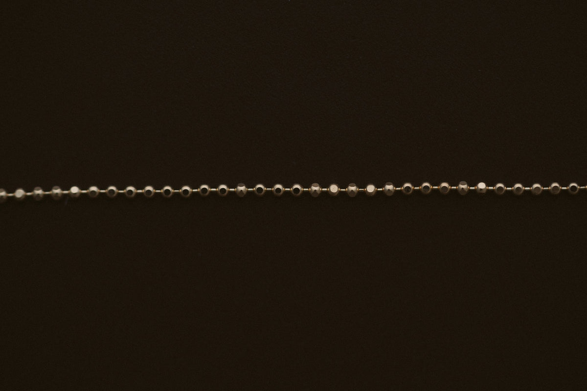 BB Ball Chain Bracelet by Lane &amp; Kate, close up of the dainty ball links