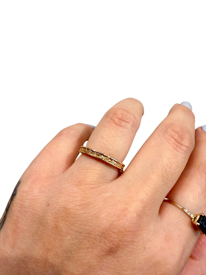Golden Gardens Wedding Band by Lane &amp; Kate, 14kt solid gold, engraved floral and vine design on the top and both sides, polished finish