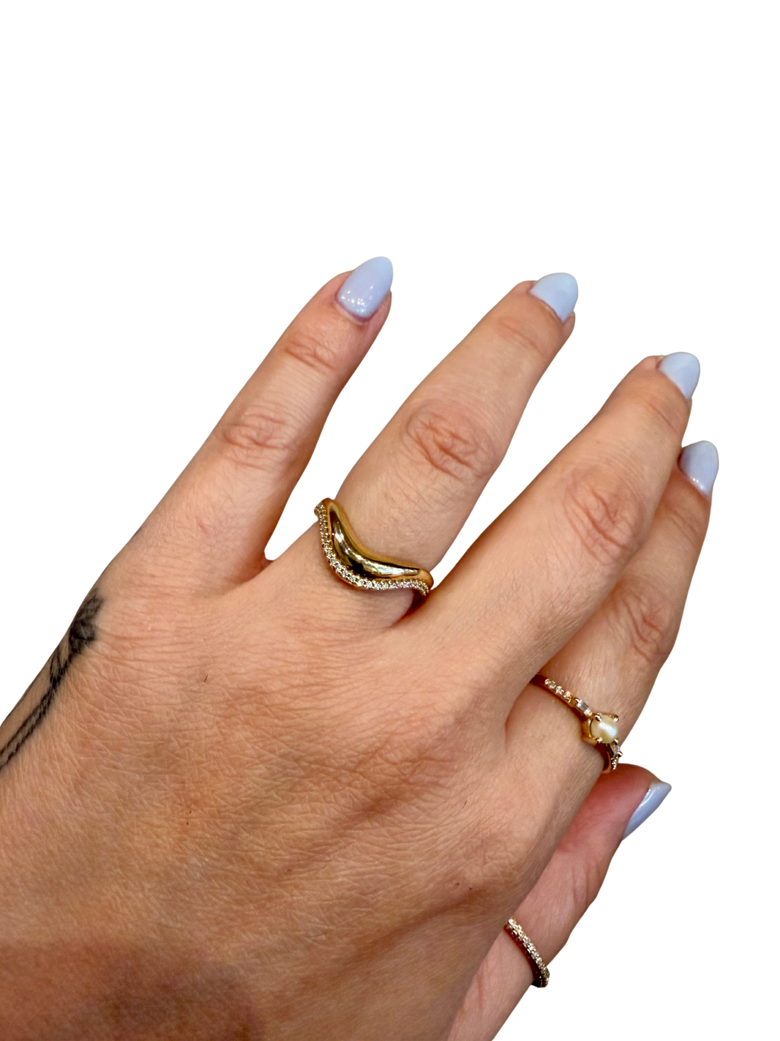 Pave Diamond Embrace Wedding Band by Lane &amp; Kate, 14kt solid gold, contour band, twenty nine 1mm round diamonds, pave setting
