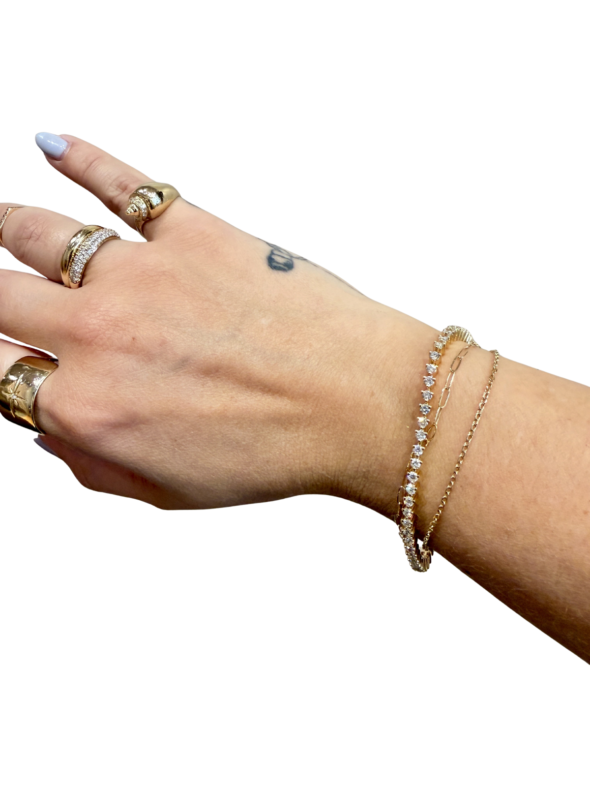 The Playful Tennis Bracelet by Lane &amp; Kate worn stacked on the wrist