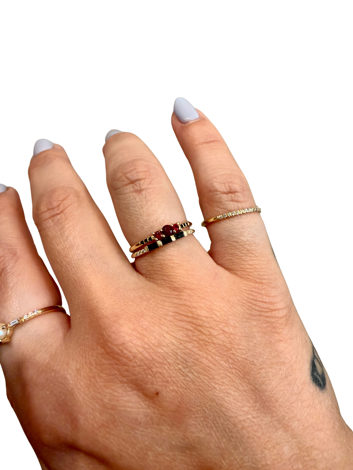 Three Black Diamond Baguette Ring by Jennie Kwon, another view