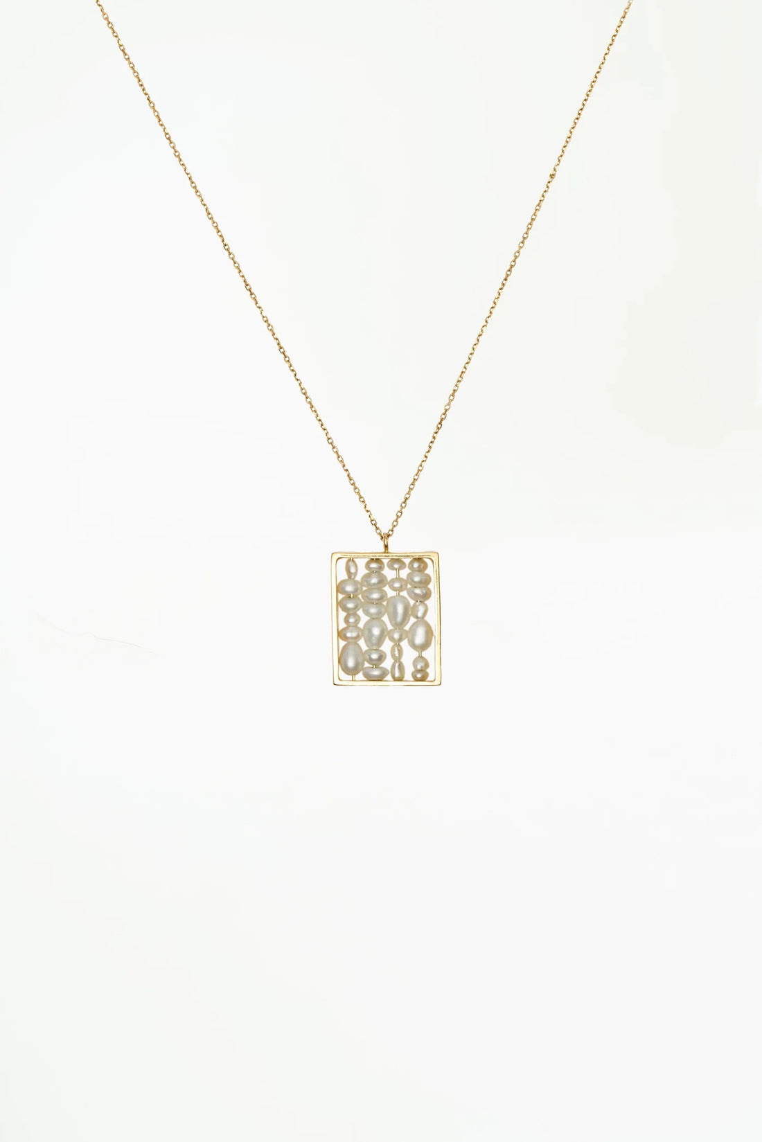 Pearl Small Weaving Necklace by WWAKE, 14kt recycled gold, woven freshwater pearl pendant, available as a pendant only or on a 16"