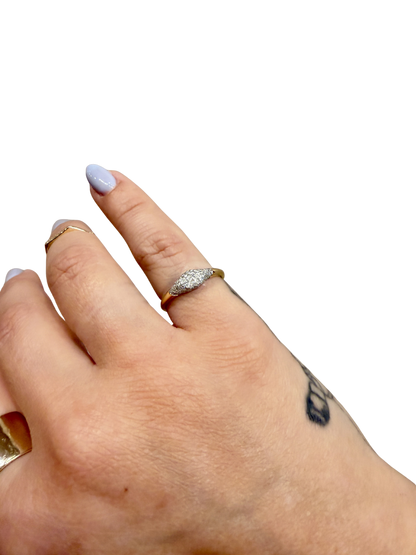 Fine Sparkle Mini Signet Ring by Stone &amp; Strand, pavé diamond mini signet worn on the hand