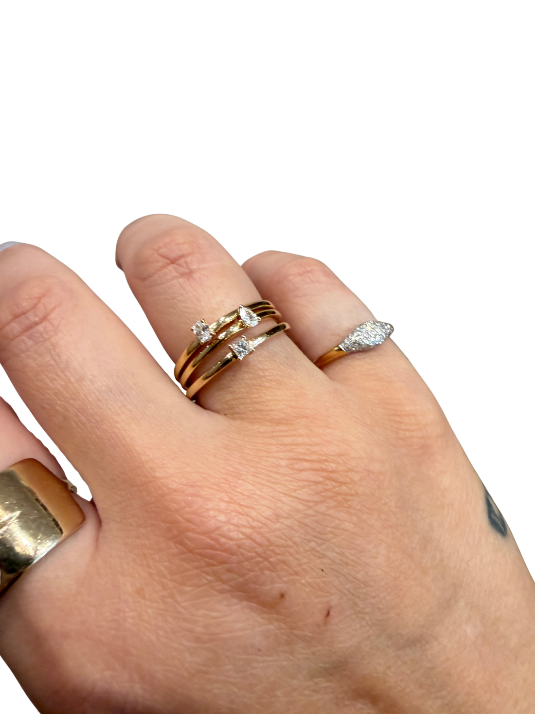 Fine Sparkle Mini Signet Ring by Stone &amp; Strand, pavé white diamonds